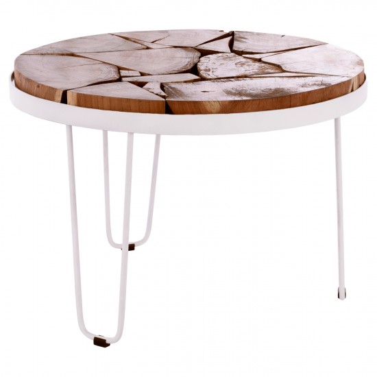 ΤΡΑΠΕΖΙ ΣΑΛΟΝΙΟΥ TIMOTHY ΑΠΟ ΜΑΣΙΦ ΞΥΛΟ ΑΚΑΚΙΑΣ ΛΕΥΚΟΣ ΣΚΕΛΕΤΟΣ Φ73x45Υεκ.