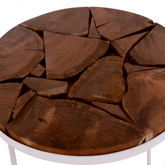 ΤΡΑΠΕΖΙ ΣΑΛΟΝΙΟΥ TIMOTHY ΑΠΟ ΜΑΣΙΦ ΞΥΛΟ ΑΚΑΚΙΑΣ ΛΕΥΚΟΣ ΣΚΕΛΕΤΟΣ Φ73x45Υεκ.