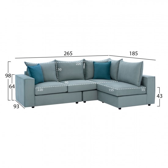 ΚΑΝΑΠΕΣ ΓΩΝΙΑ ΠΟΛΥΜΟΡΦΙΚΟΣ MONZA ΥΦΑΣΜΑ ΑΛΕΚΙΑΣΤΟ ΦΥΣΤΙΚΙ-ΠΕΤΡΟΛ  265x195x98Yεκ.