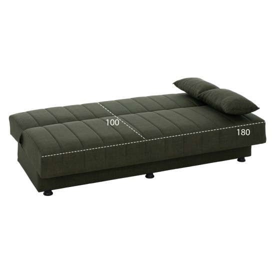 ΚΑΝΑΠΕΣ ΚΡΕΒΑΤΙ ANDRI ΤΡΙΘΕΣΙΟΣ DARK OLIVE 180x72x77 εκ.