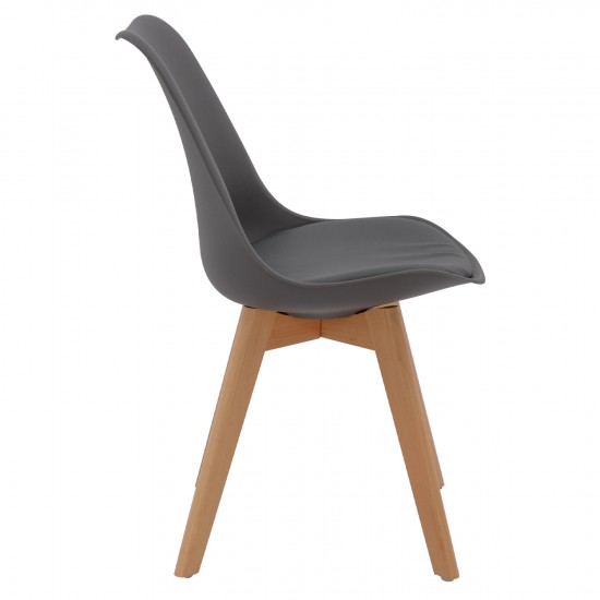 ΚΑΡΕΚΛΑ VEGAS ΜΕ ΞΥΛΙΝΑ ΠΟΔΙΑ ΚΑΙ ΜΕ ΚΑΘΙΣΜΑ ΣΚΟΥΡΟ ΓΚΡΙ 45x56x80 εκ.