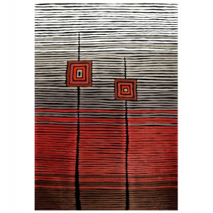 ΧΑΛΙ ΣΑΛΟΝΙΟΥ ΜΕ ΚΡΟΣΙΑ JOSIANE ΚΟΚΚΙΝΟ-ΓΚΡΙ-ΜΑΥΡΟ 160X230 εκ.