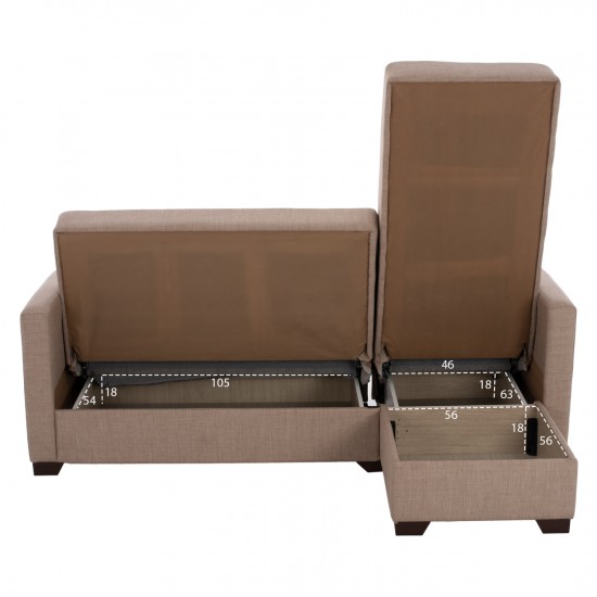 ΚΑΝΑΠΕΣ ΚΡΕΒΑΤΙ GHUFRAN ΓΩΝΙΑ ΑΝΑΣΤΡΕΨΙΜΗ ΜΠΕΖ 200x133x77Yεκ.