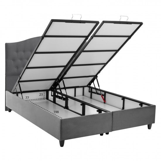 ΚΡΕΒΑΤΙ MALENA ΜΕ ΑΠΟΘΗΚΕΥΤΙΚΟ ΑΠΟ ΓΚΡΙ ΒΕΛΟΥΔΟ ΓΙΑ ΣΤΡΩΜΑ 160x200 εκ.