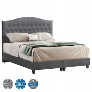 ΚΡΕΒΑΤΙ MALENA ΑΠΟ ΓΚΡΙ ΒΕΛΟΥΔΟ ΓΙΑ ΣΤΡΩΜΑ 150x200 εκ.