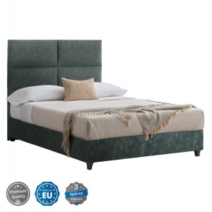 ΚΡΕΒΑΤΙ MILO ΑΠΟ ΠΡΑΣΙΝΟ ΥΦΑΣΜΑ ΤΥΠΟΥ NUBUCK ΓΙΑ ΣΤΡΩΜΑ 120x200 εκ.