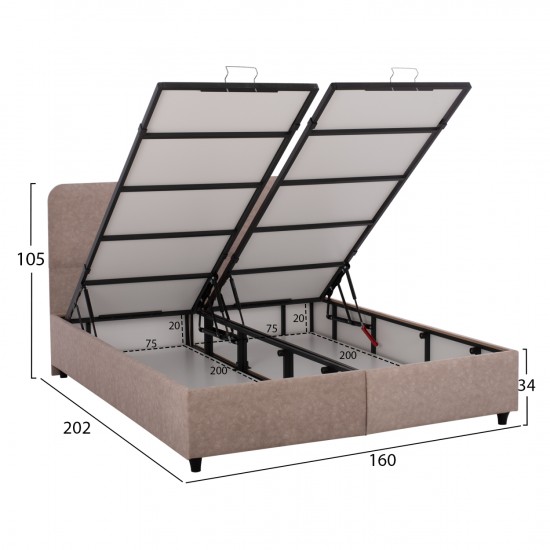 ΚΡΕΒΑΤΙ DOLORES ΜΕ ΑΠΟΘΗΚΕΥΤΙΚΟ ΜΠΕΖ ΥΦΑΣΜΑ ΓΙΑ ΣΤΡΩΜΑ 160x200 εκ.