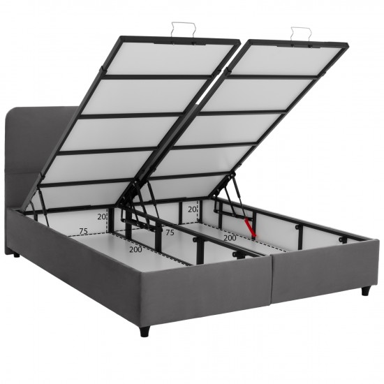 ΚΡΕΒΑΤΙ DOLORES ΜΕ ΑΠΟΘΗΚΕΥΤΙΚΟ ΓΚΡΙ ΒΕΛΟΥΔΟ ΓΙΑ ΣΤΡΩΜΑ 160x200 εκ.