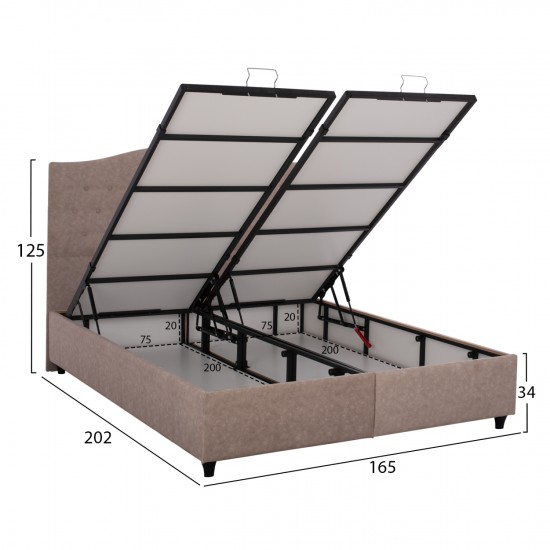 ΚΡΕΒΑΤΙ MALENA ΜΕ ΑΠΟΘΗΚΕΥΤΙΚΟ ΜΠΕΖ ΥΦΑΣΜΑ Τ. NUBUK ΓΙΑ ΣΤΡΩΜΑ 160x200 εκ.