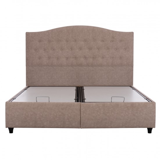 ΚΡΕΒΑΤΙ MALENA ΜΕ ΑΠΟΘΗΚΕΥΤΙΚΟ ΜΠΕΖ ΥΦΑΣΜΑ Τ. NUBUK ΓΙΑ ΣΤΡΩΜΑ 160x200 εκ.