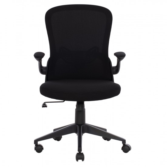 ΚΑΡΕΚΛΑ ΓΡΑΦΕΙΟΥ, μαύρο MESH ύφασμα, μαύρος σκελετός, 60x56x105 εκ.