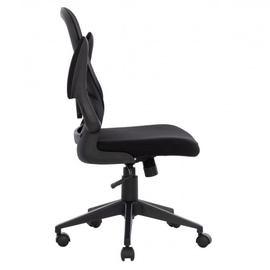 ΚΑΡΕΚΛΑ ΓΡΑΦΕΙΟΥ, μαύρο MESH ύφασμα, μαύρος σκελετός, 60x56x105 εκ.