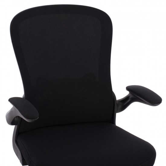 ΚΑΡΕΚΛΑ ΓΡΑΦΕΙΟΥ, μαύρο MESH ύφασμα, μαύρος σκελετός, 60x56x105 εκ.