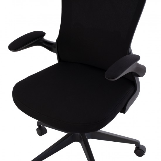 ΚΑΡΕΚΛΑ ΓΡΑΦΕΙΟΥ, μαύρο MESH ύφασμα, μαύρος σκελετός, 60x56x105 εκ.