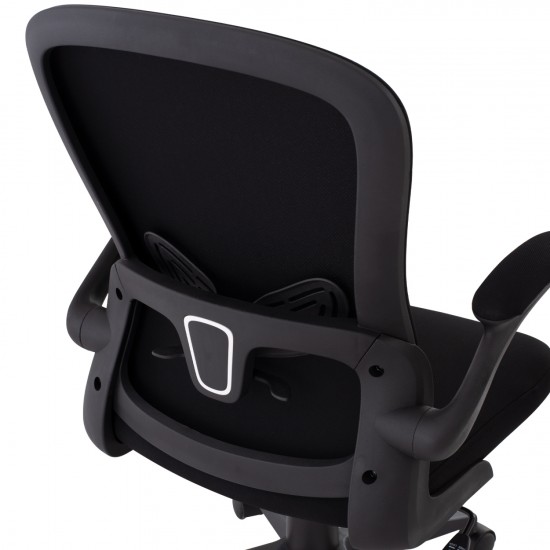 ΚΑΡΕΚΛΑ ΓΡΑΦΕΙΟΥ, μαύρο MESH ύφασμα, μαύρος σκελετός, 60x56x105 εκ.