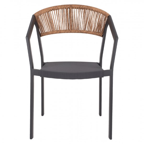 ΠΟΛΥΘΡΟΝΑ ΑΛΟΥΜΙΝΙΟΥ ΑΝΘΡΑΚΙ ΣΚΕΛΕΤΟΣ&TEXTLINE-ΜΠΕΖ RATTAN 56x60x81,5Υ εκ.