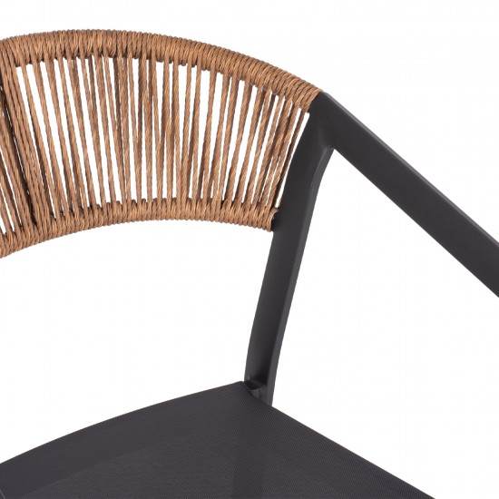 ΠΟΛΥΘΡΟΝΑ ΑΛΟΥΜΙΝΙΟΥ ΑΝΘΡΑΚΙ ΣΚΕΛΕΤΟΣ&TEXTLINE-ΜΠΕΖ RATTAN 56x60x81,5Υ εκ.