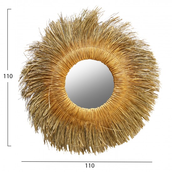 ΚΑΘΡΕΠΤΗΣ ΤΟΙΧΟΥ ΣΤΡΟΓΓΥΛΟΣ ME PANDAN GRASS ΧΡΩΜΑ ΦΥΣΙΚΟ-ΧΡΥΣΟ 110x5x110Yεκ.