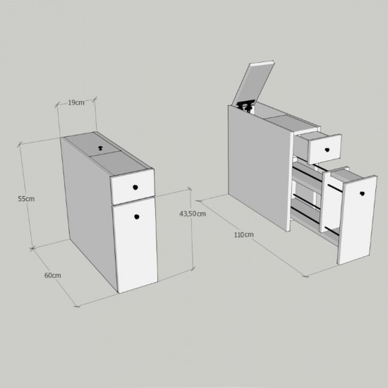 ΝΤΟΥΛΑΠΙ ΜΠΑΝΙΟΥ ΑΝΘΡΑΚΙ ΜΕΛΑΜΙΝΗ 19x60x55Υεκ.
