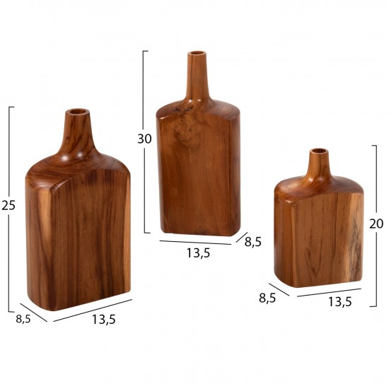 ΔΙΑΚΟΣΜΗΤΙΚA ΜΠΟΥΚΑΛΙΑ ΣΕΤ 3ΤΜΧ ΑΠΟ ΜΑΣΙΦ ΞΥΛΟ ΤΙΚ ΚΑΡΥΔΙ