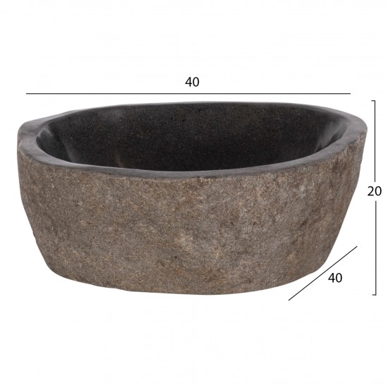 ΝΕΡΟΧΥΤΗΣ STONE SINK ΛΑΞΕΥΜΕΝΗ ΠΕΤΡΑ ΓΚΡΙ ΧΡΩΜΑ 40x40x20Yεκ.