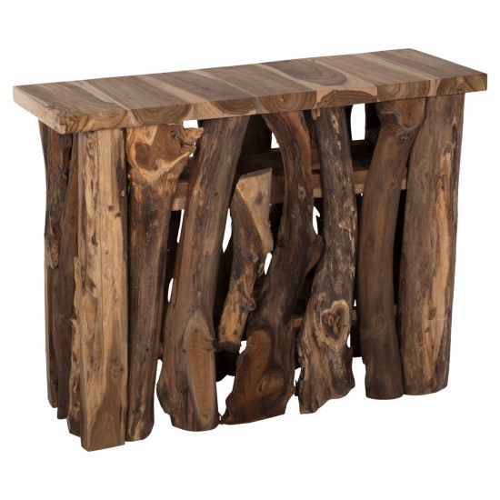 ΚΟΝΣΟΛΑ ΑΠΟ ΜΑΣΙΦ ΞΥΛΟ ΤΙΚ ΦΥΣΙΚΟ 100X35X75 εκ.