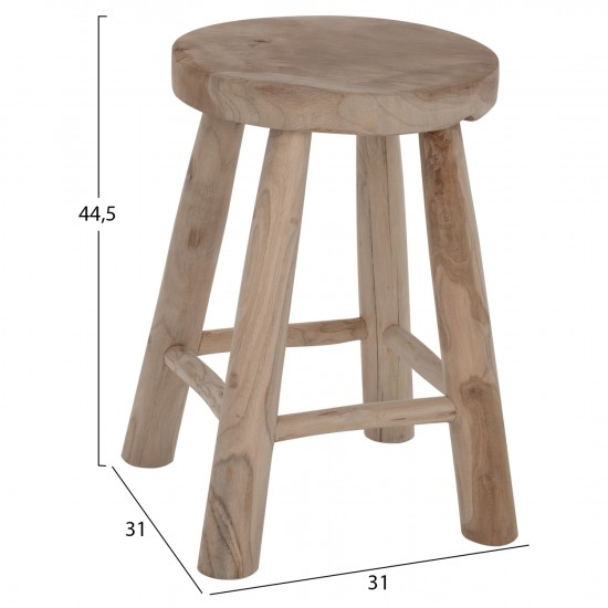 ΣΚΑΜΠΟ ΑΠΟ ΜΑΣΙΦ ΞΥΛΟ TIK ΦΥΣΙΚΟ 30Χ45 εκ.