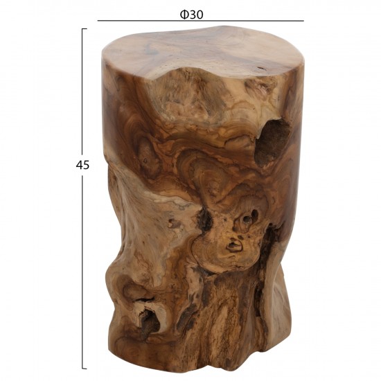 ΒΟΗΘΗΤΙΚΟ ΤΡΑΠΕΖΑΚΙ ΣΤΡΟΓΓΥΛΟ ΑΠΟ ΜΑΣΙΦ ΞΥΛΟ ΤΙΚ ΦΥΣΙΚΟ Φ30X45Υεκ.