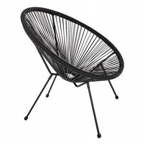 ΠΟΛΥΘΡΟΝΑ ΤΥΠΟΥ ΦΩΛΙΑ ΜΕΤΑΛΛΙΚΗ ACAPULCO ΜΑΥΡΗ ΜΕ ΜΑΥΡΟ RATTAN 70x73x79 εκ.