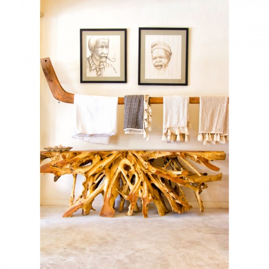 ΚΟΝΣΟΛΑ ΑΠΟ ΜΑΣΙΦ ΞΥΛΟ ΤEAK ΦΥΣΙΚΟ 150Χ40Χ70Yεκ.