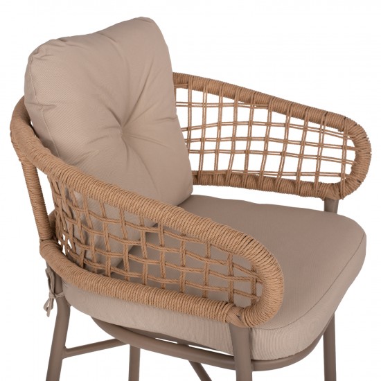 ΠΟΛΥΘΡΟΝΑ ΑΛΟΥΜΙΝΙΟΥ ΜΟΚΑ ΕΠΑΓΓΕΛΜ. RATTAN & ΜΑΞΙΛΑΡΙ ΜΠΕΖ 57x61x74Yεκ.