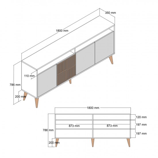 ΜΠΟΥΦΕΣ ΜΕΛΑΜΙΝΗΣ ΚΑΡΥΔΙ 180x35x78.6Υεκ.