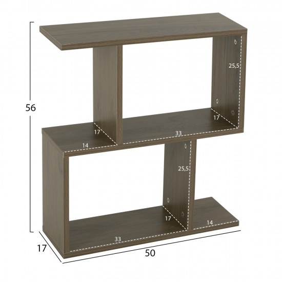 ΒΟΗΘΗΤΙΚΟ ΤΡΑΠΕΖΙ ΜΕ ΡΑΦΙΑ AMEER ΜΕΛΑΜΙΝΗ ΣΕ OLIVE GREY ΧΡΩΜΑ 50x17x56Υεκ.