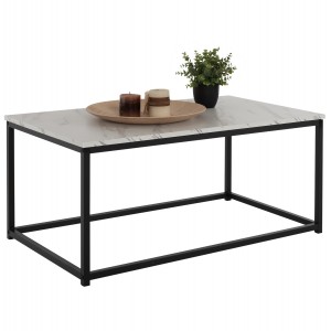 ΤΡΑΠΕΖΙ ΣΑΛΟΝΙΟΥ SAFFRON ΜΕΛΑΜΙΝΗ ΛΕΥΚΟ ΜΑΡΜΑΡΟ 95x55x43Υεκ.