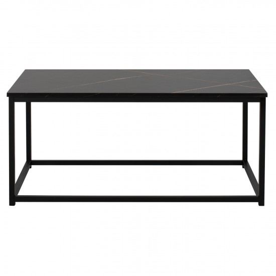 ΤΡΑΠΕΖΙ ΣΑΛΟΝΙΟΥ SAFFRON ΜΕΛΑΜΙΝΗ ΜΑΥΡΟ ΜΑΡΜΑΡΟ 95Χ55Χ43Yεκ.