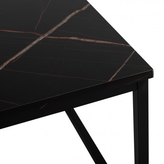 ΤΡΑΠΕΖΙ ΣΑΛΟΝΙΟΥ SAFFRON ΜΕΛΑΜΙΝΗ ΜΑΥΡΟ ΜΑΡΜΑΡΟ 95Χ55Χ43Yεκ.