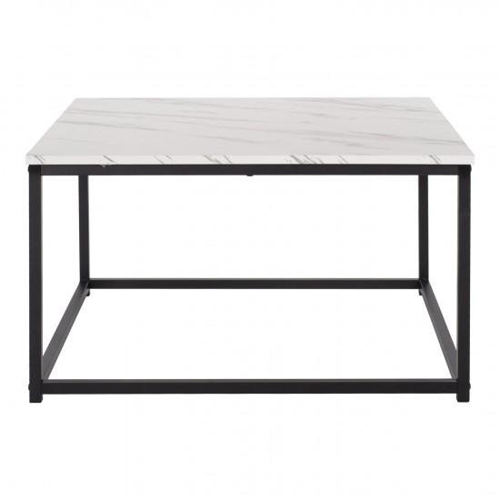 ΤΡΑΠΕΖΙ ΣΑΛΟΝΙΟΥ BRAYLEN ΤΕΤΡΑΓΩΝΟ ΜΕ ΜΕΛΑΜΙΝΗ ΛΕΥΚΟ ΜΑΡΜΑΡΟ 75x75x43Υεκ.