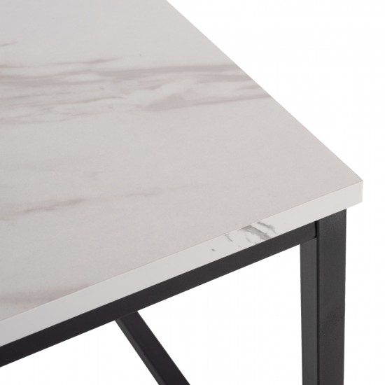 ΤΡΑΠΕΖΙ ΣΑΛΟΝΙΟΥ BRAYLEN ΤΕΤΡΑΓΩΝΟ ΜΕ ΜΕΛΑΜΙΝΗ ΛΕΥΚΟ ΜΑΡΜΑΡΟ 75x75x43Υεκ.