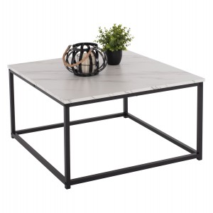 ΤΡΑΠΕΖΙ ΣΑΛΟΝΙΟΥ BRAYLEN ΤΕΤΡΑΓΩΝΟ ΜΕ ΜΕΛΑΜΙΝΗ ΛΕΥΚΟ ΜΑΡΜΑΡΟ 75x75x43Υεκ.