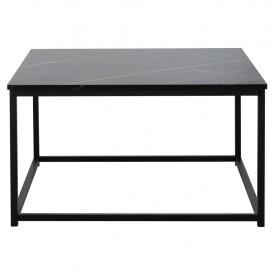 ΤΡΑΠΕΖΙ ΣΑΛΟΝΙΟΥ BRAYLEN ΤΕΤΡΑΓΩΝΟ ΜΕ ΜΕΛΑΜΙΝΗ ΜΑΥΡΟ ΜΑΡΜΑΡΟ 75x75x43Υεκ.