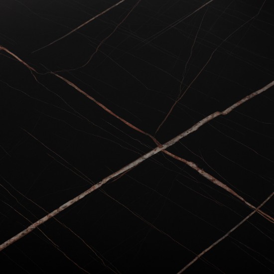 ΤΡΑΠΕΖΙ ΣΑΛΟΝΙΟΥ BRAYLEN ΤΕΤΡΑΓΩΝΟ ΜΕ ΜΕΛΑΜΙΝΗ ΜΑΥΡΟ ΜΑΡΜΑΡΟ 75x75x43Υεκ.