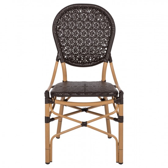 ΚΑΡΕΚΛΑ ΑΛΟΥΜΙΝΙΟΥ BAMBOO LOOK ΜΕ ΚΑΦΕ PE RATTAN 47x58x95Yεκ.