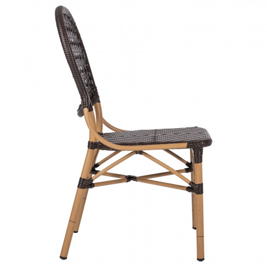 ΚΑΡΕΚΛΑ ΑΛΟΥΜΙΝΙΟΥ BAMBOO LOOK ΜΕ ΚΑΦΕ PE RATTAN 47x58x95Yεκ.