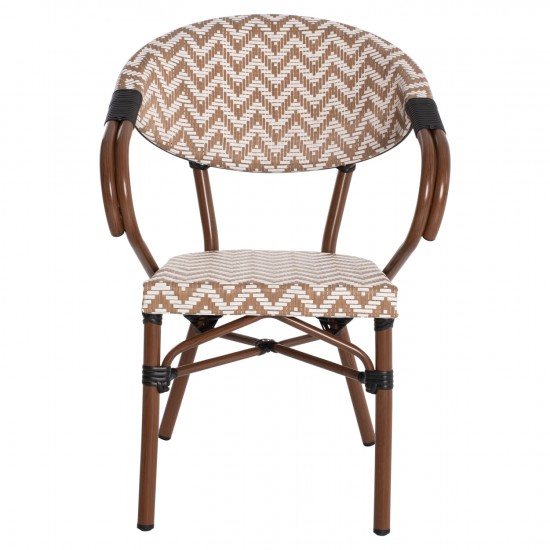 ΠΟΛΥΘΡΟΝΑ BAMBOO LOOK ΚΑΦΕ-ΛΕΥΚΟ 56,5x56,5x82 εκ.