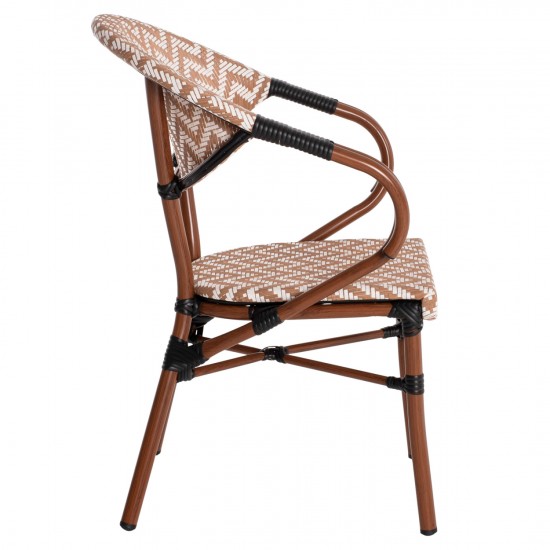 ΠΟΛΥΘΡΟΝΑ BAMBOO LOOK ΚΑΦΕ-ΛΕΥΚΟ 56,5x56,5x82 εκ.