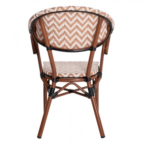 ΠΟΛΥΘΡΟΝΑ BAMBOO LOOK ΚΑΦΕ-ΛΕΥΚΟ 56,5x56,5x82 εκ.