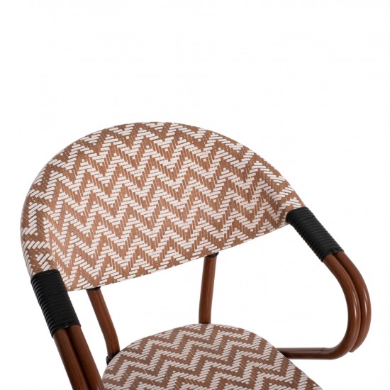 ΠΟΛΥΘΡΟΝΑ BAMBOO LOOK ΚΑΦΕ-ΛΕΥΚΟ 56,5x56,5x82 εκ.