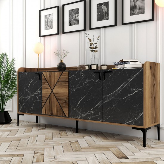 ΜΠΟΥΦΕΣ ΜΕΛΑΜΙΝΗΣ ΚΑΡΥΔΙ ΜΕ ΟΨΗ ΜΑΥΡΟΥ ΜΑΡΜΑΡΟΥ 180x35x78Υεκ.