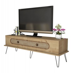 ΕΠΙΠΛΟ ΤΗΛΕΟΡΑΣΗΣ ΜΕΛΑΜΙΝΗΣ ΦΥΣΙΚΟ OAK ΧΡΩΜΑ ΜΕΤΑΛΛΙΚΑ ΠΟΔΙΑ 145x40x45Yεκ.