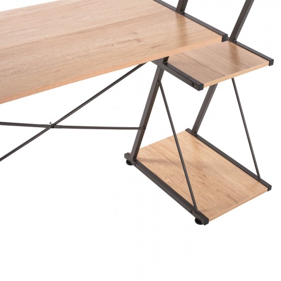 ΓΡΑΦΕΙΟ ΜΕΤΑΛΛΙΚΟ ΜΑΥΡΟ ΜΕ MDF ΕΠΙΦΑΝΕΙΑ ΣΕ ΟΑΚ 116X50X93Υεκ.